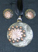 Copper Flower (217) Pendant & Earrings