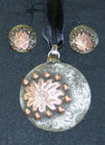 Copper Flower (217) Pendant & Earrings
