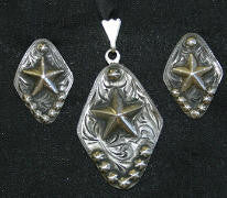 Gun Blue Star (235) Pendant & Earrings