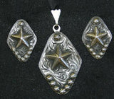Gun Blue Star (235) Pendant & Earrings