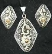 Scroll & Flower (237) Pendant & Earrings